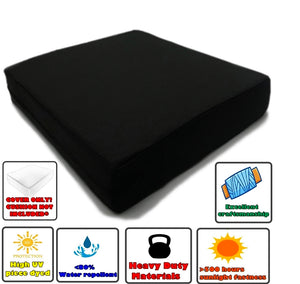 CouchPatito Water Repellent Just Black Patio Cushion Cover